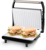 KENT Sandwich Maker,Non-toxic ceramic coat,Toast, Roast,Automatic Temperature Cut Off Grill(White, Black)