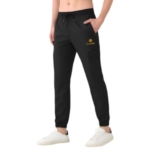Casual Black Jogger Sweatpants with Elastic Waist, Side Pockets, Drawstring (in, Alpha, L, Regular, Standard, Black)