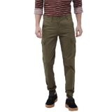 The Indian Garage Co Olive Slim Fit Printed Cargo