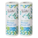 Amazon Brand – Presto! Non-Woven Reusable Kitchen Towel Roll | 50 Pulls | 100 Sheets (Pack of 2) | Size: 20 x 22 cm | White | Washable | Highly Absorbent | For Daily Use