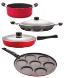 Nirlon Non-Stick Spiral Bottom Heat Resistance Cookware Combo Set of 4 Pieces Offer (FP12_UP7_AP12_CS24)