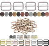 DIY Crafts Side Slide Release Buckles Tri-Glide Slide Only, Nylon Webbing Strap Plastic/Metal D Ring Snap Hook for Luggage Belt Handle Pet Collar Bag (5 Pcs Slide Buckles, Nickel Silver)