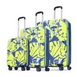 Skybags Lush Set of 3 Printed Hard Case Trolley Bags, Lime-Blue