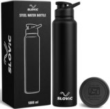 SLOVIC Durable & Stylish Leak-Proof 1000 ml Stainless Steel Bottle(Pack of 1, Black)