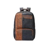 Gear Vintage 4 19″/29L Anti Theft Faux Leather Medium Water Resistant 4 Compartment Laptop Backpack/Casual Backpack/Daypack/Travel Backpack/College Bag For Men/Women(Blue-Tan)