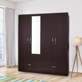 HomeTown Utsav Engineered Wood Four Door Wardrobe in Wenge Colour