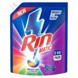 RIN Matic Liquid Detergent, 2Kg, for Dazzling Brightness, with Bright Lock Technology, Long-Lasting Fragrance, for Front Load Washing Machines