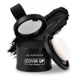 Glamveda Black Hair Cover-Up Powder, 4 g | Instant Grey Root Touch-Up & Hairline Filler for Thinning Hair, Bald Spots & Beard | Sweat-Resistant Natural Matte Finish | Built-In Mirror & Puff | Men & Women