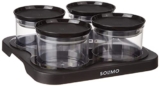 Amazon Brand – Solimo Airtight Plastic Storage Container Set, With 4 Containers (500ml) & Serving Tray, BPA Free, Black