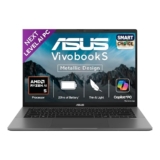 ASUS Vivobook S14,Smartchoice,AMD Ryzen AI 5 330,16GB RAM,512GB SSD,OLED,14″,Win11,Office24,M365 Basic (1Yr),Matte Gray,1.4Kg,M3407KA-SF044WS,50 Tops,Metallic Design Laptop,Next-Gen AI Laptop,Copilot+