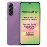 Samsung Galaxy A56 5G Mobile (Awesome Violet Glow, 8GB, 128GB) | Segment Most Complete Triple Camera | 50MP | AI Editing | 4nm Processor | sAMOLED | 5000mAh | Gorilla Glass Victus+| Knox Security