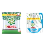 Ariel Complete Detergent Washing Powder- 4Kg Value Pack & Ariel Matic Liquid Detergent Top Load Refill Pouch, 2 Litre