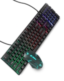 RAEGR RapidGear X30 Wired Gaming Keyboard and Mouse Combo 1200 DPI, LED Rainbow Backlit, Floating Keycaps with Breathing Lights Effect, Plug & Play | Compatible with PC/Laptop/Mac – Black RG10471