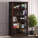 MODERN FURNITURE SHEESHAM Contemporary Solid Sheesham Wooden Bookshelf | Book Shelf Cabinet for Home & Office Living Room Furniture, Walnut Finish | Pre Assembled Bookshelf