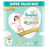 Pampers Premium Care Pant Style Baby Diapers, XX-Large (XXL size), 90 Count, 15-25kg, All-in-1 with 360