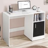 ABOUT SPACE Study Table with Bottom Storage – WFH/Office Computer Table for Laptop, PC, Working, Drawing for Home Office Desk Engineering Wood(White & Black Mahogany- L 95 x B 45 x H 75 cm)