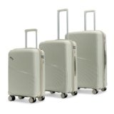 LAttitude By Provogue Meridian Set of 3 Trolley Bags Cabin + Medium + Large Polypropylene Hard Suitcase, 8 Spinner Wheels, 2-Pocket Convipack, Recessed Number Lock Ghost Grey/Limestone Grey