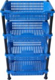 VM BOND Kitchen Rack 4 Layer Multipurpose Shelf Stand Basket Rack Plastic Fruit & Vegetable Basket(Blue)