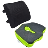 Sleepsia Back Support for Office Chair 1 Year Warranty Lumbar Support for Office Chair, Car Seat Back Support, Memory Foam Pillow (Memory Foam, Black and Green)