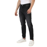Campus Sutra Men’s Classic Black-Washed Solid Patterned Regular Fit Denim Jeans, Premium Mid-Rise Cotton Stretchable Crafted with Comfort Fit for Everyday Wear