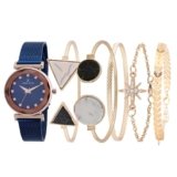 Daniel Klein Stainless Steel Blue Dial Analog Gift Set Watch with Bracelet for Women (Pack of 6) – DKG002-1