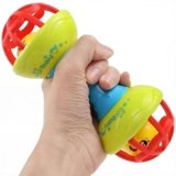 HOMOZE Baby Dumbbell Rattle Toy | BPA-Free Multicolor Handheld Rattle | Smooth Edges, Gentle Sound | Sensory Development Toy for Newborns & Infants (1 Pc)
