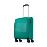 Aristocrat Duralite Soft Case Cabin (Small) 8-Wheel Trolley Bag, Teal Blue | Zipper Expander, Front Pocket, Durable Polyester Case, Combination Lock, Compact Travel Luggage, 3-Year Global Warranty