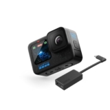 GoPro HERO12 MotoVlog Combo – HERO12 Waterproof Action Camera with Front + Rear LCD, 5.3K60 Ultra HD, HyperSmooth 6.0, Live Streaming, Enduro Battery & Pro 3.5mm Mic Adapter for Bikers