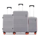 HRX Helium 3-Piece Luggage Set Intergallcatic Grey Polypropylene Hard Shell Suitcase Set – Premium Travel Trolley Bags with 8 Spinner Wheels, Number Lock & Water Resistant Body