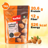 YUM YUM 100% Natural Premium California Almond Badam Giri 1kg Pouch – Almonds(1 x 1 kg)