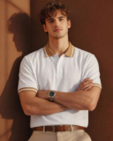 AUSK Solid Men Polo Neck White, Beige T-Shirt