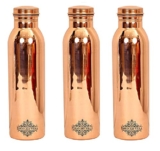 Indian Art Villa Leak Proof Joint Free Copper Bottles 1 Litre, Travel Purpose Drinkware, Set of 3