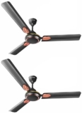 LONGWAY Kiger P2 1200 mm/48 inch Ultra High Speed 3 Blade Anti-Dust Decorative Star Rated Ceiling Fan (Smoked Brown, Pack of 2)
