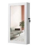 SONGMICS UJJC51WT Lockable Jewelry Cabinet Armoire with Mirror, Wall-Mounted Space Saving Jewelry Storage Organizer, White