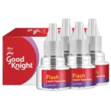 Good Knight Flash Liquid Vaporiser | Pack Of 4 (45ml Each) | Lavender Fragrance | 2x Faster Than Before | Mosquito Repellent Refill | India s Most Powerful Liquid Vaporizer