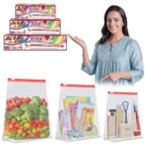 Shalimar Zip ‘N’ Slider Bags | Combo Pack (Small + Medium + Large) | Pack of 45 Bags | Ziplock/Vegetable/Fruit/Fridge/Multi-Purpose Storage Bag | Reusable & Reclosable with Slider Lock | Color–Natural