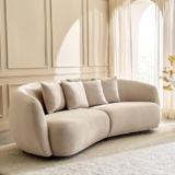 Home Centre Homeshores Solid Wood Fabric 3-Seater Sofa with Cushions – Beige