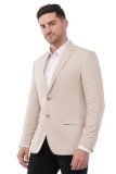 SaintX Men’s Premium Summer Blazer | Linen Cotton Blended Breathable Fabric | Fully Lined | Comfortable Slim Fit | Crafted for The Modern Gentleman | Casual & Formal Wear (JK08_Beige_48)