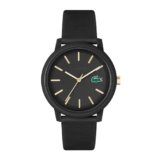 Lacoste Men Analogue 12.12 Qtz Basic Black Round Dial Watch|Black Silicone Material|Multi Color Band – 2011233