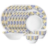 Larah by Borosil 19 Pieces Kora Opalware Dinner Set for Family of 6