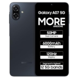Samsung Galaxy A07 5G Smartphone (Black, 4GB RAM, 128GB Storage) | 120Hz Refresh Rate | Massive 6000mAh Battery | 50MP True Dual Camera | 6 Gen OS Upgrades | Knox Vault
