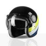 TVS Cruisetown Open Face Helmet | Half Face Helmet for Riders | ISI & DOT Certified | Premium Protection for Men & Women | Comfortable, Durable & Lightweight Design with Visor (Black & Lime/M)
