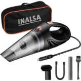 INALSA Car Vacuum Cleaner,Car Cleaning Accessories,5 Mtr Long Corded 2-in-1 Wet & Dry Vacuum,Strong 5KPA Suction Power,HEPA Filtration,Lightweight &Durable Body,Small/Mini Size(Black) CarWorx-Free Bag