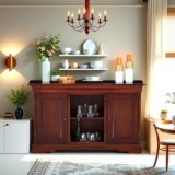 Royaloak Texas American Wooden Side Board | Solid Wood Veneer | Beveled Top Design | Ample Storage | Telescopic Channels | Wooden Knobs | Classic Design | American Collection