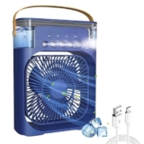 Drumstone 𝟏𝟓-𝐘𝐞𝐚𝐫 𝐋𝐨𝐧𝐠-𝐋𝐢𝐟𝐞 𝐖𝐚𝐫𝐫𝐚𝐧𝐭𝐲, Mini Air Cooler for Desk, Personal Evaporative Cooler Fan with 7 Colors LED Light, Mister Spray, Portable AC Fan for Office Table