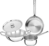Prestige TRIPLY 4 Pc Cookware Set | TRIPLY Splendid | Fry Pan 22cm/1.2L | Kadai 22cm/2.1L | Saucepan 14cm/1L | SS Lid 24cm | Gas & Induction Compatible | Even Heat Distribution | 15Y Warranty | ISI