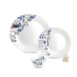 Treo by Milton Opalware Aurelia Lunis Dinner Set of 6 | Serving for 2 | Microwave & Dishwasher Safe | Bone-Ash Free | Tempered Toughness | Plates & Bowls | Crockery Set for Dining & Gifting