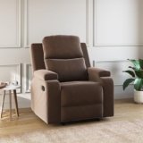 Amazon Brand – Solimo Emerald | Single Seater Sofa Recliner | Manual Recliner (Velvet_Brown)