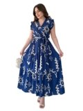 KZULLY | Dress for Women Western Maxi Style, Ethnic Look Outfit for Women, A Line Flared Pattern, Indo Western Dresses, One Piece Long Gown Blue