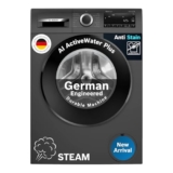 Bosch 9 kg 5 Star Front Load Fully-Automatic Washing Machine, AI ActiveWater, 14 Wash Programs, Removes 99.9% Germs with Steam, No Tangle or Wrinkle, SoftCare Paddle, Black Grey, WGA1420TIN